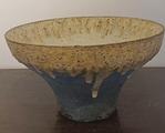 Large blue bowl with yellow over runs by Paul Philp
